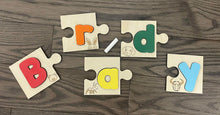 Load image into Gallery viewer, CUSTOMIZED CHALKBOARD NAME PUZZLE- SEPARATE PIECES- SOUND IMAGES
