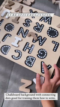 ALPHABETICAL PUZZLE - CHALKBOARD BASE WITH TRACERS -  Educational Alphabet Tracing Board | Sensory Learning Tool for Autism | Handwriting Practice Board